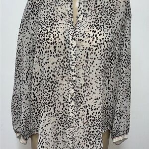 Max Studio Semi Sheer Long Sleeve Button Down Top Size M